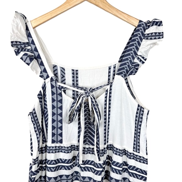 Caterina Ricci Dress Navy Blue & White Ruffle Tie Back Sleeveless Dress Medium - Picture 8 of 12